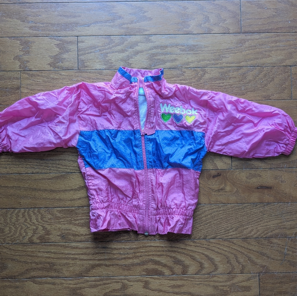 Weebok for reebok pink vintage retro windbreaker zip up